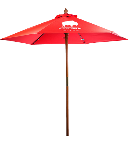 Black 7' Bamboo Recycled Market Umbrella