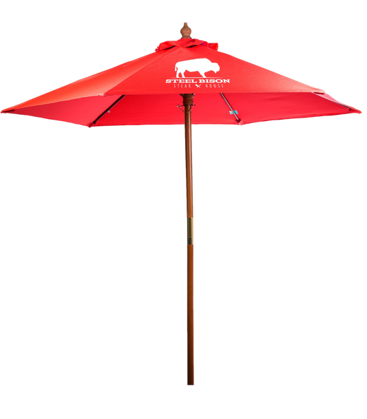 Black 7' Bamboo Recycled Market Umbrella