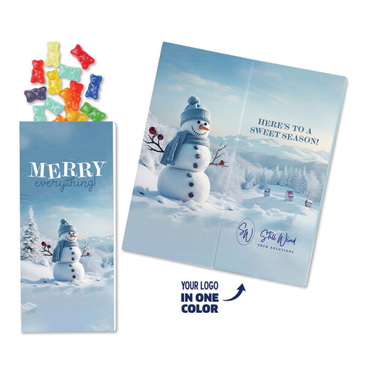 One Color Foil-Stamped Stock Snowman Sweeter Cards with Albanese Gummi Bears