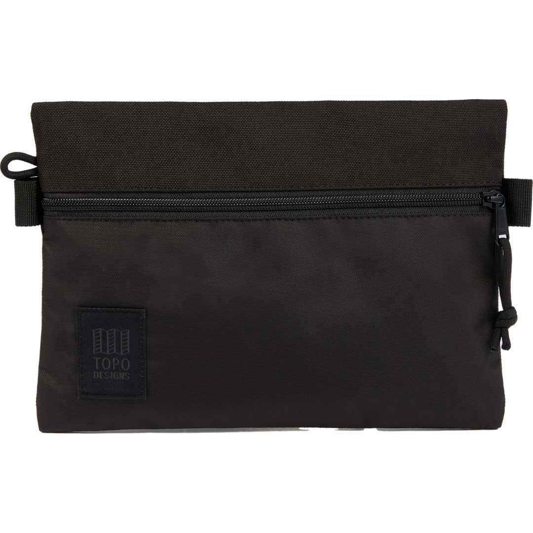 Front View of Black Topo Designs Accessory Travel Pouch