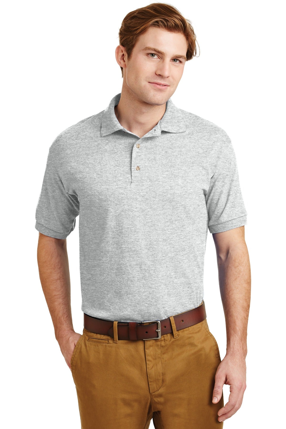 Front View of Ash Gildan - DryBlend 6-Ounce Jersey Knit Sport Shirt. 8800  - S