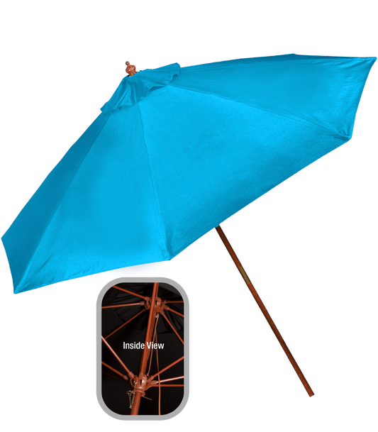 9' Wooden Polyester Market Umbrella