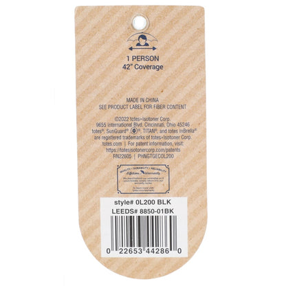 Front View of Black 42" totes® 3 Section Auto Open Umbrella