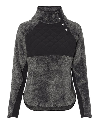 Women's Quilted Fuzzy Fleece Snap Placket Pullover - FZ06
