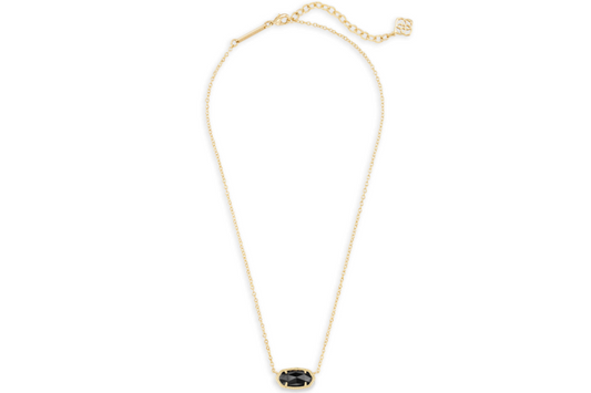 Kendra Scott Elisa Gold Pendant Necklace in Black Opaque Glass