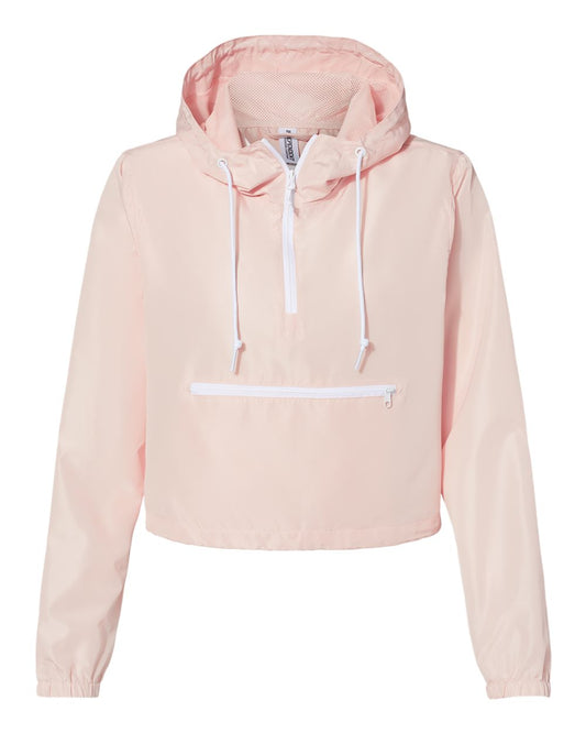 Women's Lightweight Quarter-Zip Pullover Crop Windbreaker - EXP64CRP