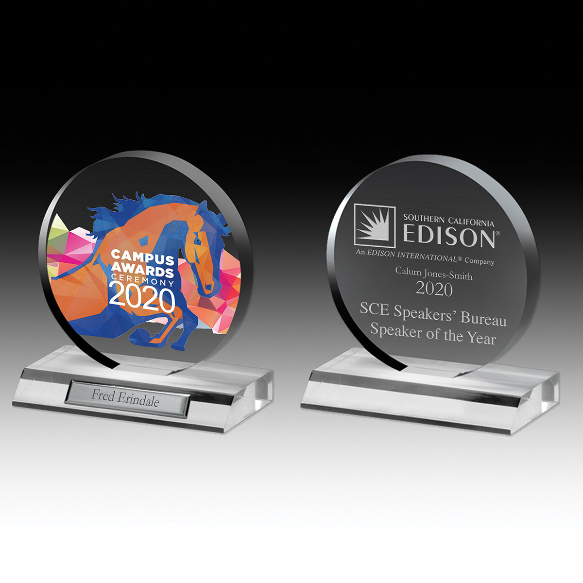 Clear Circle Award (6"x6 1/2"x3/4") - Screen Printed