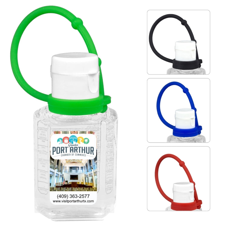 “SanPal Connect” 1.0 oz Compact Hand Sanitizer Antibacterial Gel in Flip-Top Squeeze Bottle with Col