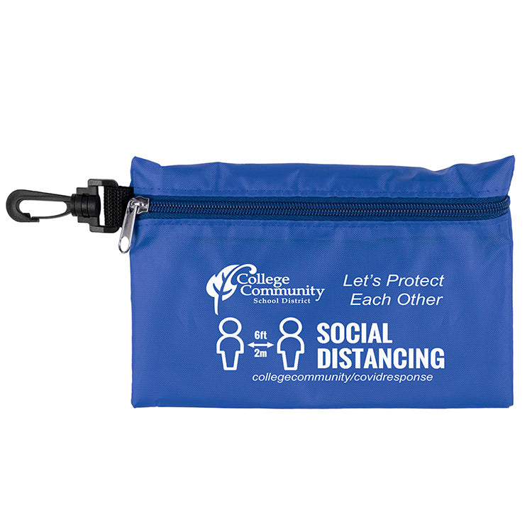 7-1/2” W x 5” H - “Milos” Large Zipper Storage Pouch Bag with Plastic Hook