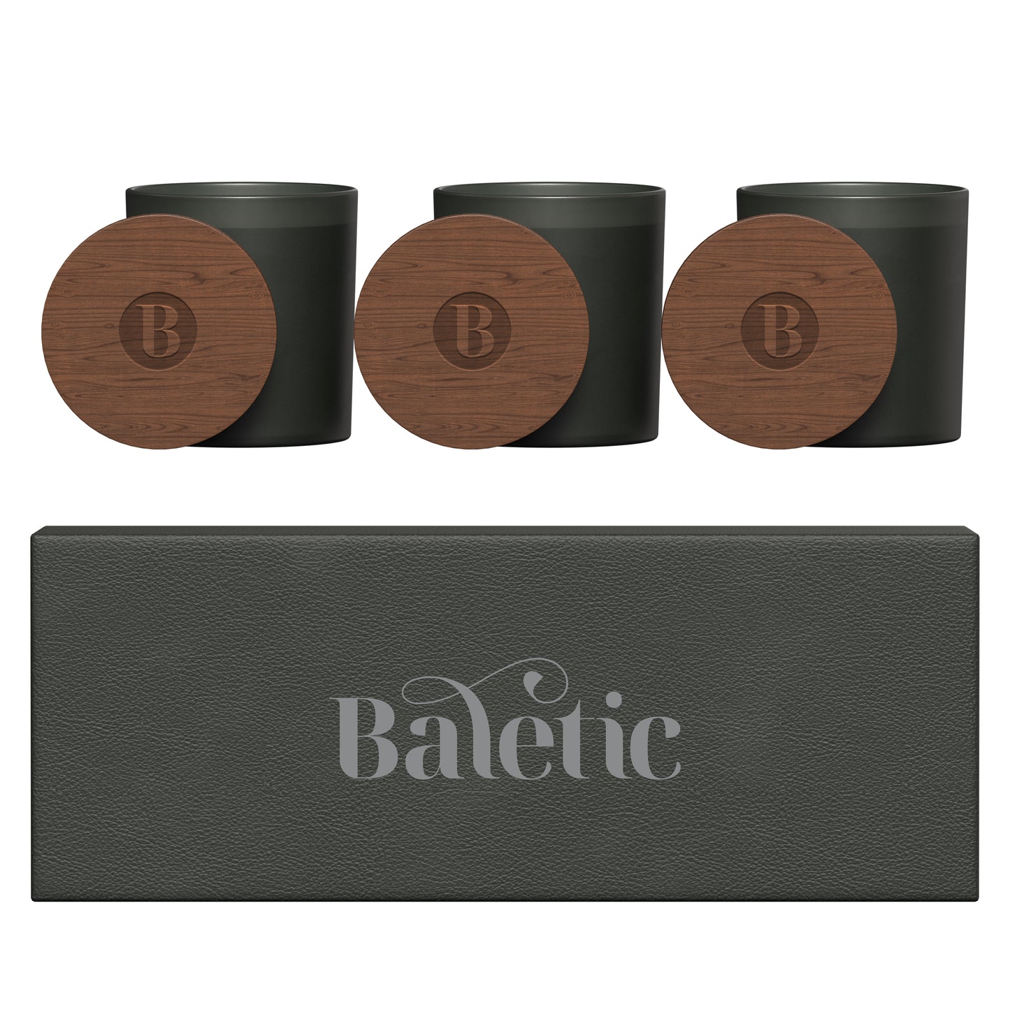 Vista glass candle 3-pack with acacia wood lids