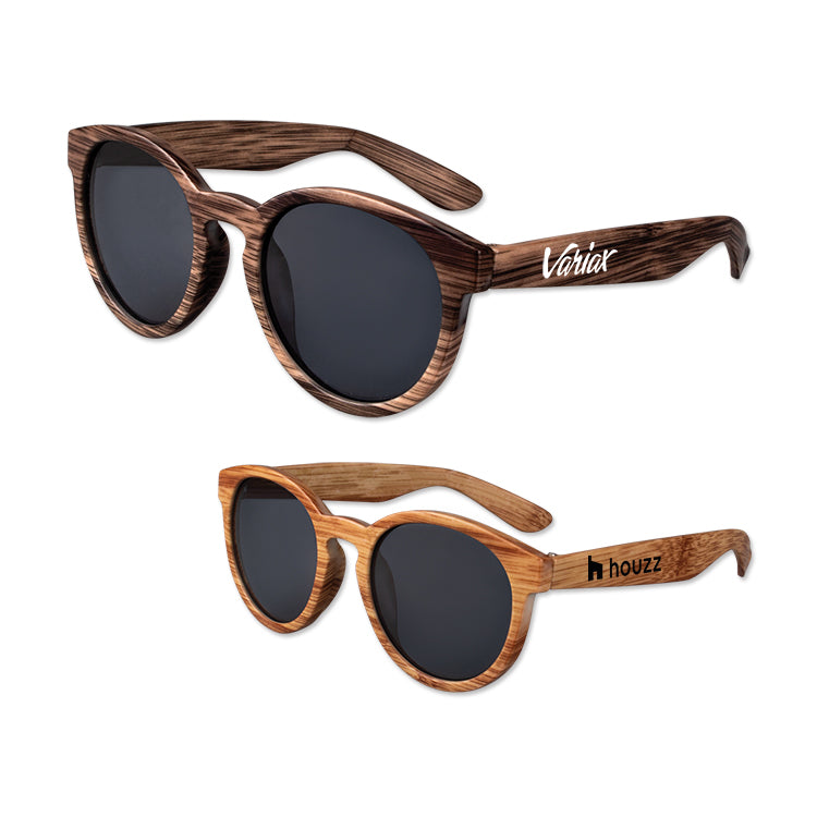 Dark Wood Round Lens "Wood Grain" Sunglasses