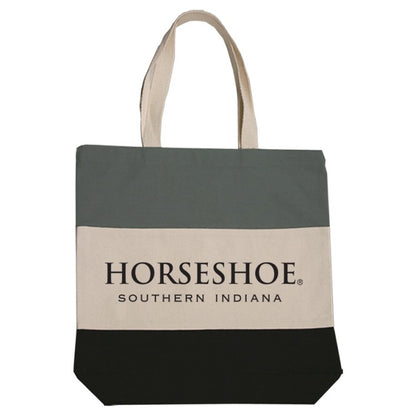 Black/Natural Beige/Light Gray Triple Band Tote Bag