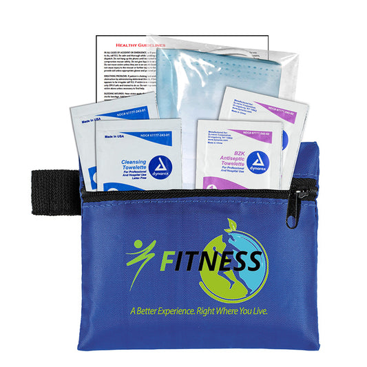 "Europa" 5 Piece Kit with 3-Ply Mask & Antiseptic Wipes in Zipper Pouch