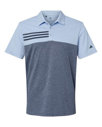 Men's Heathered Colorblocked 3-Stripes Polo - A508
