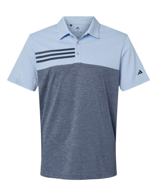 Men's Heathered Colorblocked 3-Stripes Polo - A508
