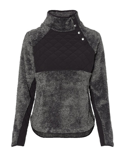 Women's Quilted Fuzzy Fleece Snap Placket Pullover - FZ06