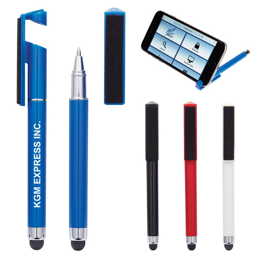 BLACK Stylus Pen With Phone Stand And Screen Cleaner