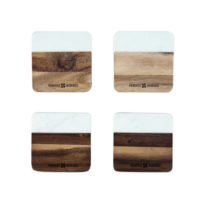 Twine Living® Marble & Acacia Coaster Set