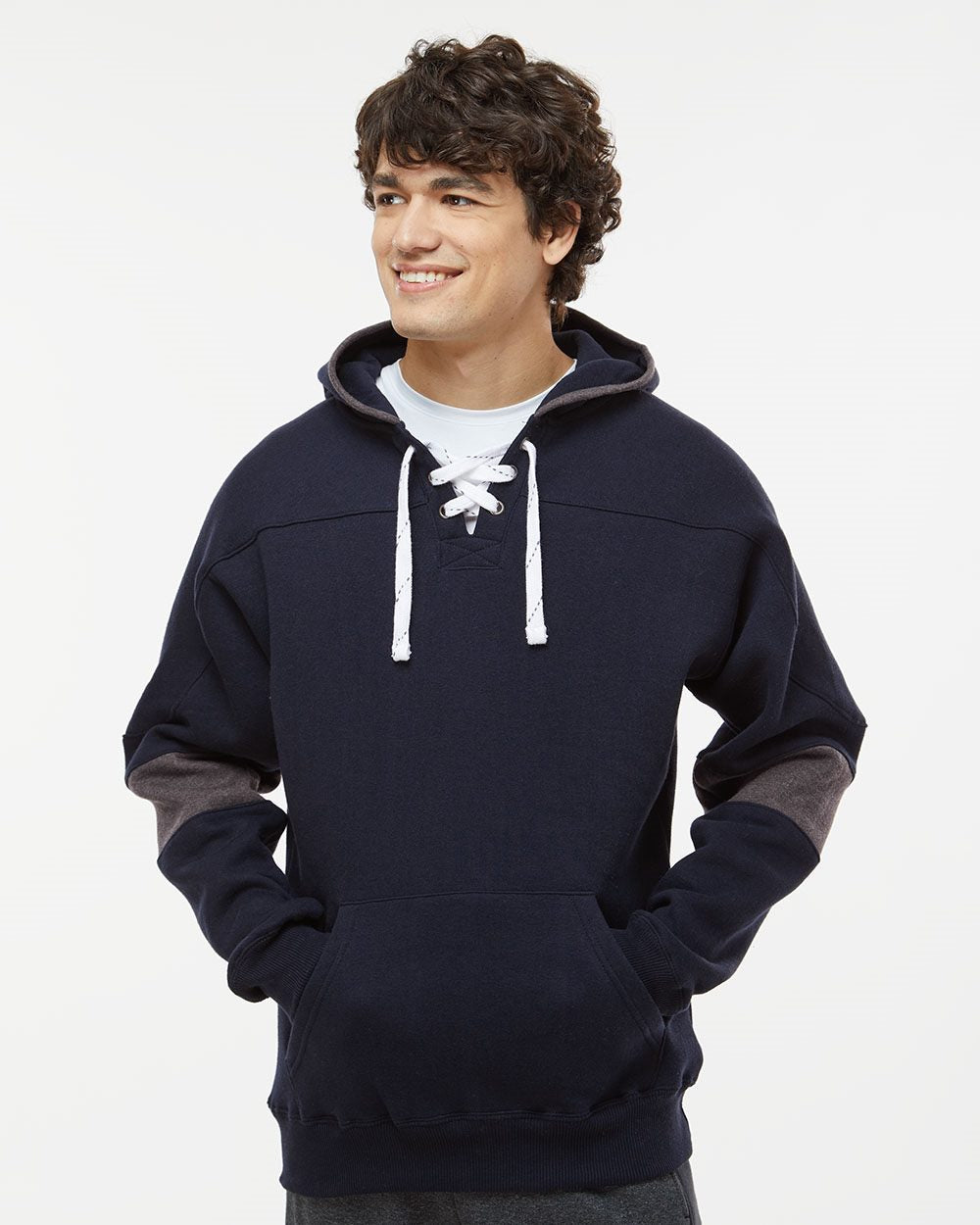 Men's Sport Lace Colorblocked Fleece Hooded Sweatshirt - 8832