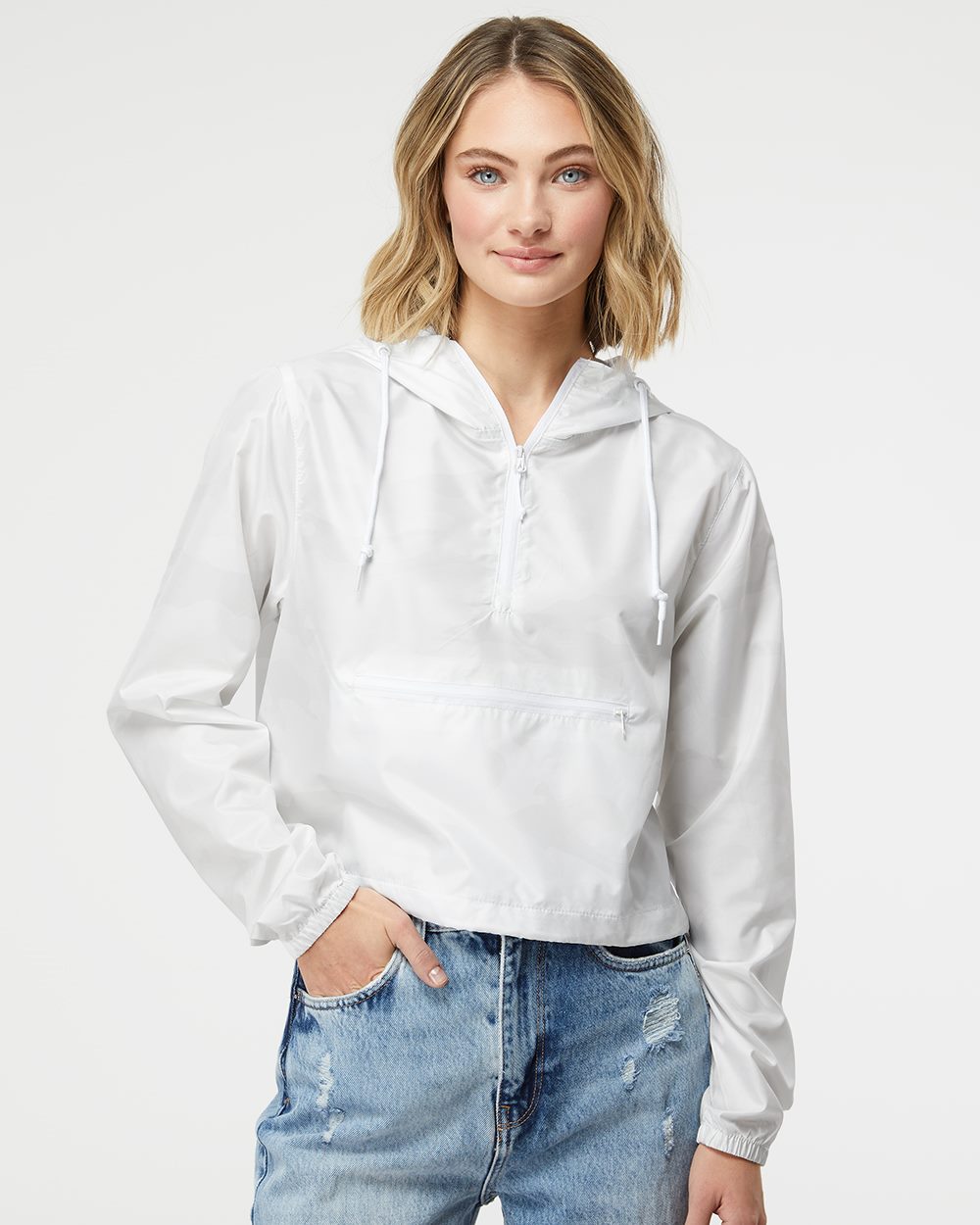 Women's Lightweight Quarter-Zip Pullover Crop Windbreaker - EXP64CRP