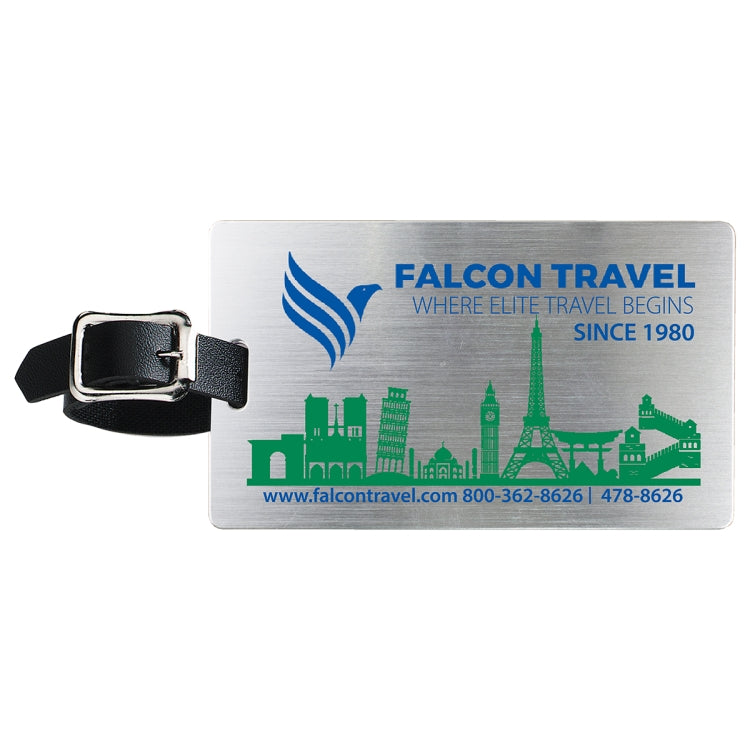 "Kingcobra" Brushed Aluminum Kwik Seal® Backing Luggage Bag Tag