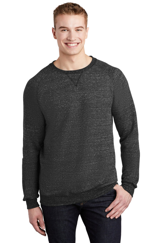 Front View of Black Ink Jerzees Snow Heather French Terry Raglan Crew 91M  - S
