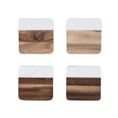 Twine Living® Marble & Acacia Coaster Set