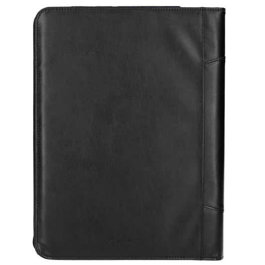Front View of Black Wenger Recycled Zippered Padfolio