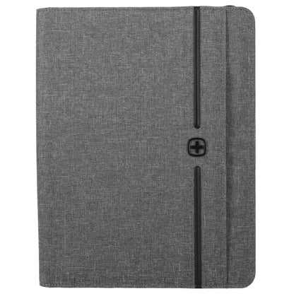 Front View of Gray Wenger RPET Zippered Padfolio