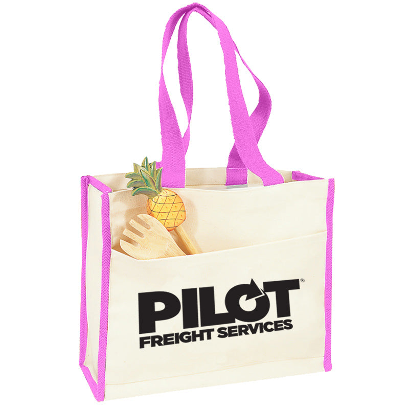 Canvas Gusset Tote w/Colored Handles