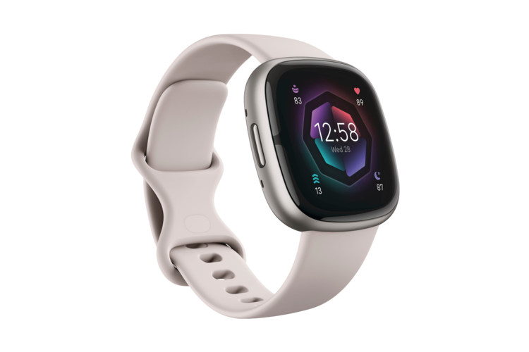 Fitbit Sense 2 Smartwatch - Lunar White/Platinum Aluminum