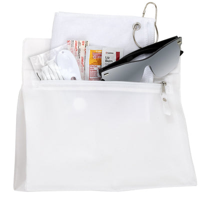 "LAYOVER" 16 Piece Golf Kit in Travel Pack with Components inserted into Zipper Kit