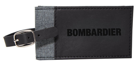 Gray and Black Leatherette Luggage Tag