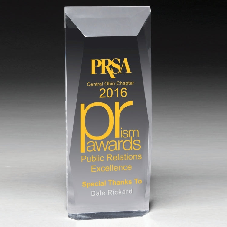 Screen Printed Faceted Obelisk Award - 9 3/4"