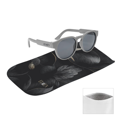 WHITE Gatsby Recycled Frame Sunglasses rPET Microfiber Sunglass Pouch