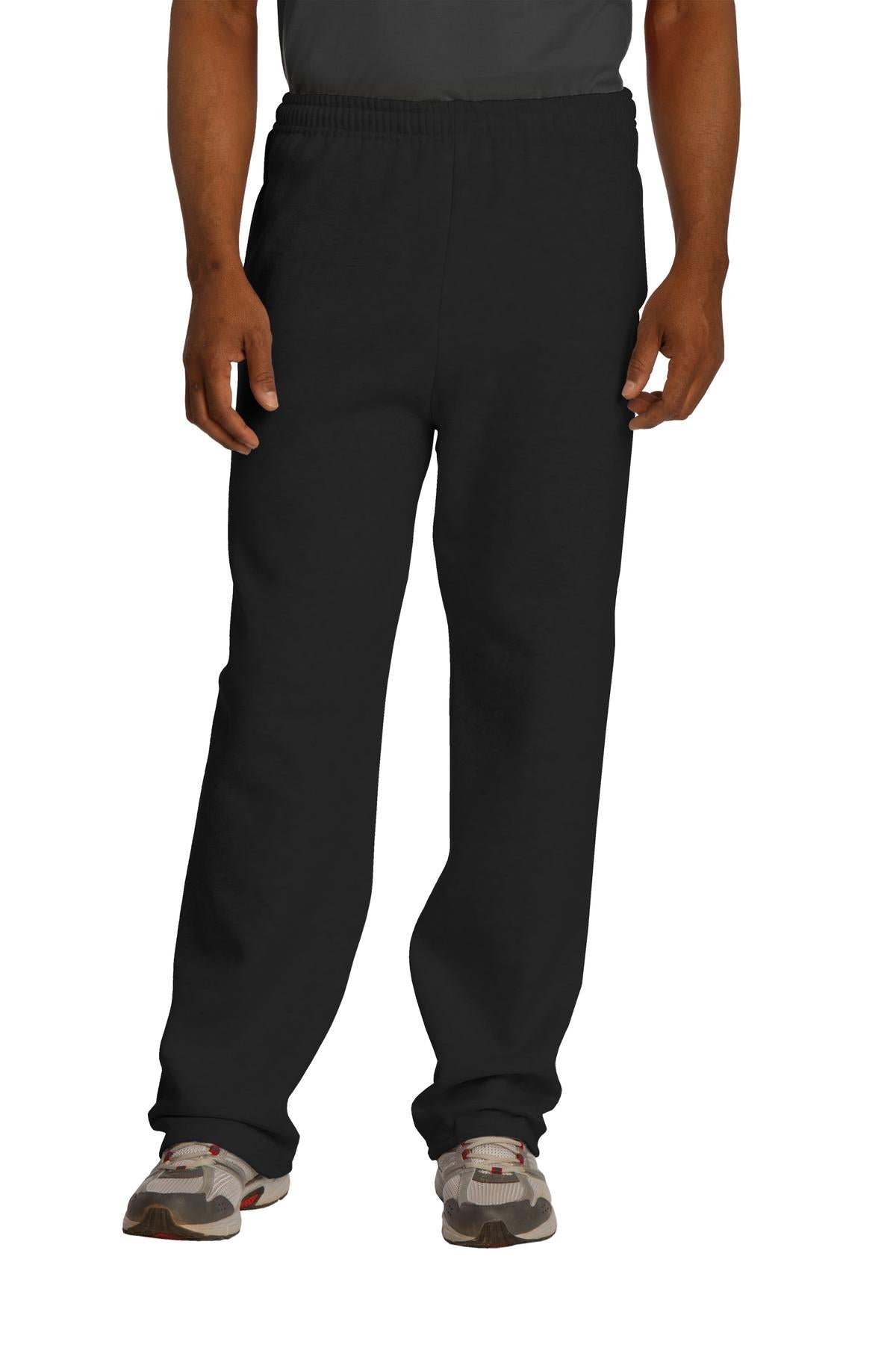 Front View of Black Jerzees NuBlend Open Bottom Pant with Pockets. 974MP  - S