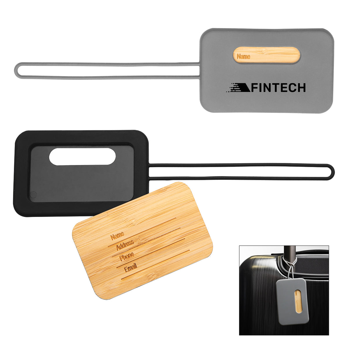 BLKBAM First Class Bamboo & Silicone Luggage Tag