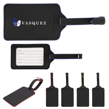 BLACK WITH BLACK Recycled Leatherette Luggage Tag