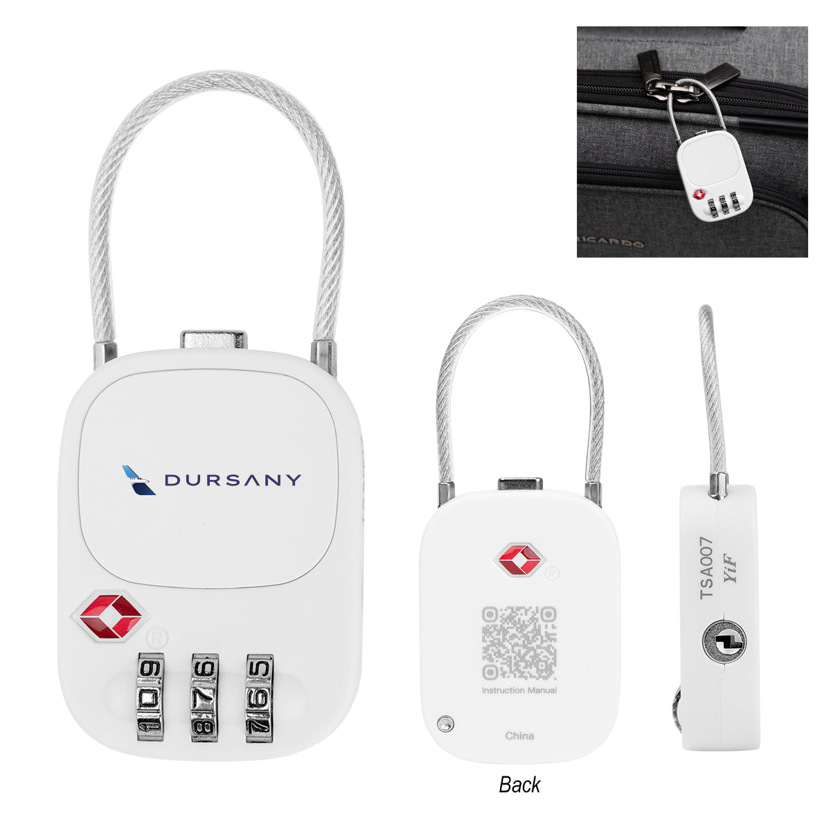 WHITE Frequent Flyer Luggage Lock