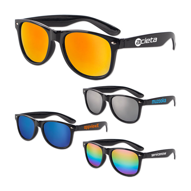 Orange Iconic Black Frame Mirror Lens Sunglasses