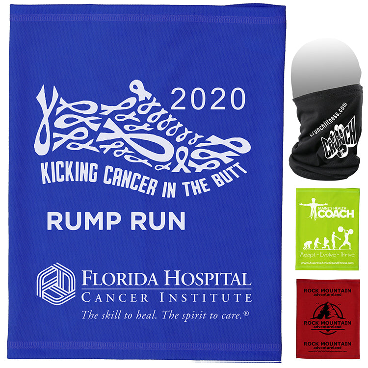 White "The Cooling Fandana™" 170 GSM Multi-Functional Cooling Gaiter, Facecover and Headwear - Domestic Pr