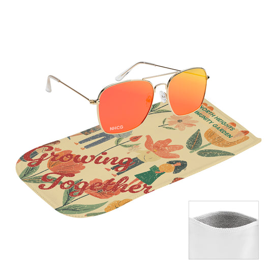 WHITE Aviator Sunglasses With rPET Microfiber Sunglass Pouch
