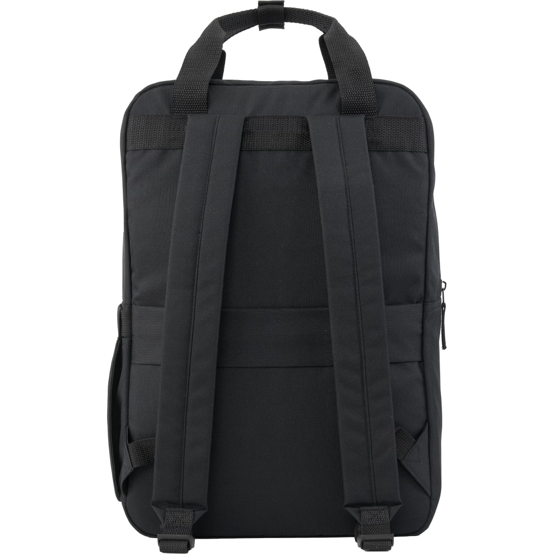 Front View of Black Fife Recycled 15" Laptop Backpack