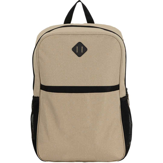 Front View of Tan Parker Recycled 17" Laptop Backpack