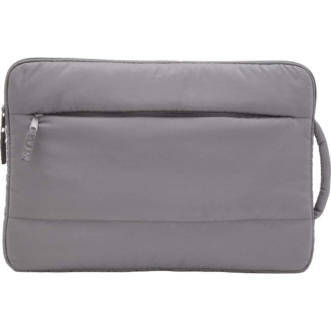 Front View of Gray Puffer Recycled 15" Computer Sleeve