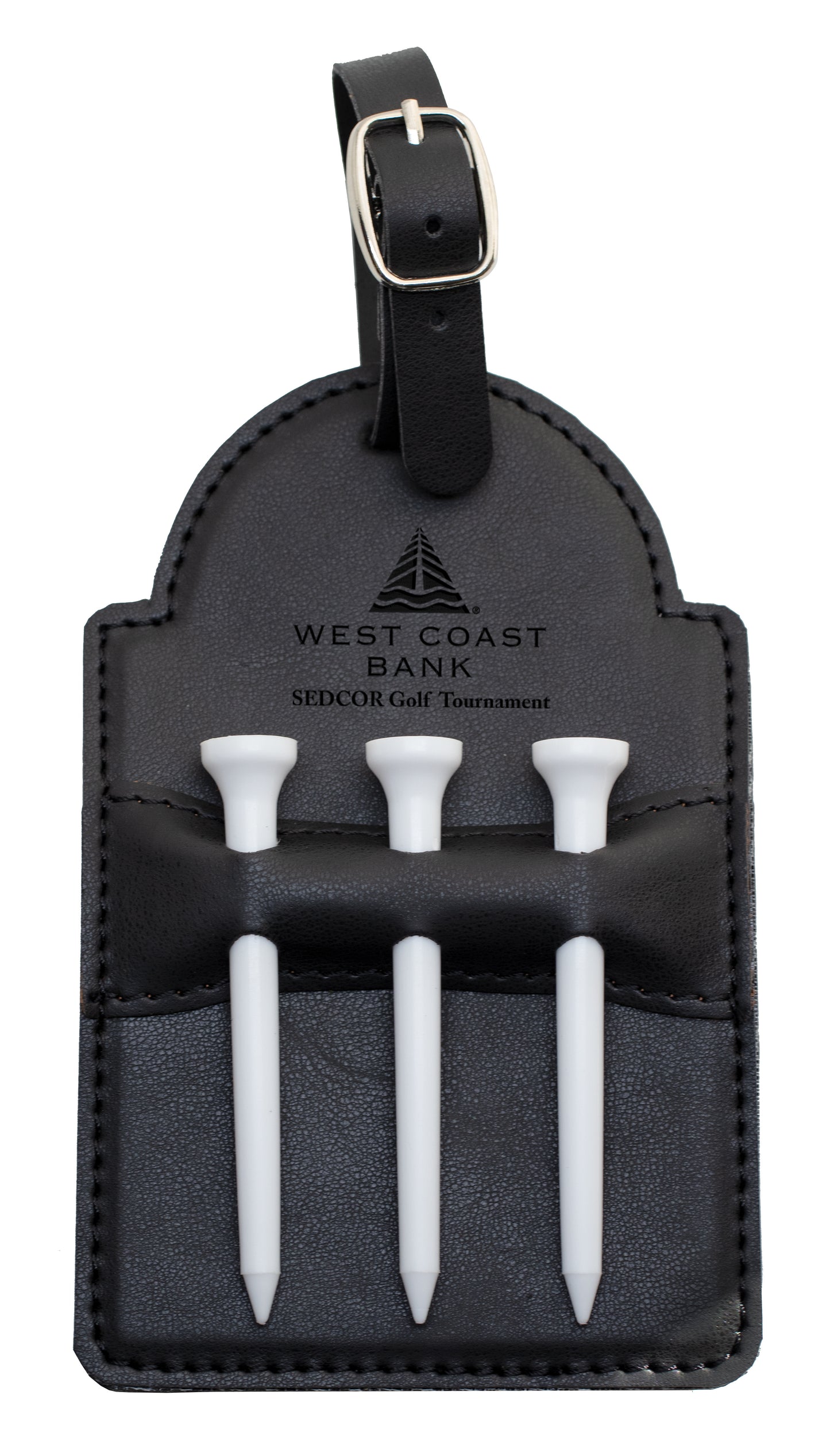 Black Pleather Golf Bag Tag