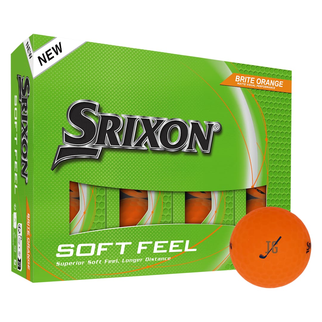 Front View of Orange Srixon Soft Feel BRITE Golf Balls - 12 Pack