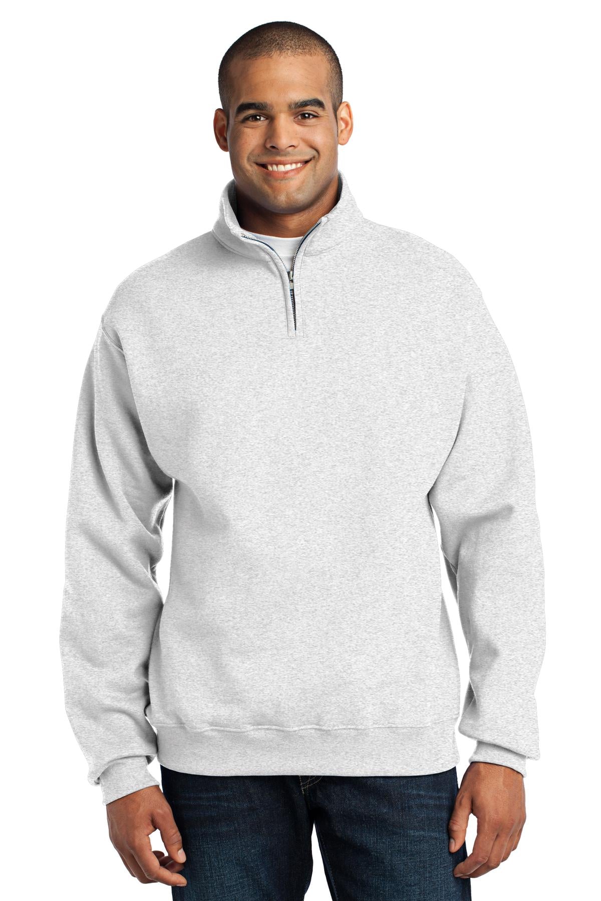 Front View of Ash Jerzees - NuBlend 1/4-Zip Cadet Collar Sweatshirt. 995M  - S