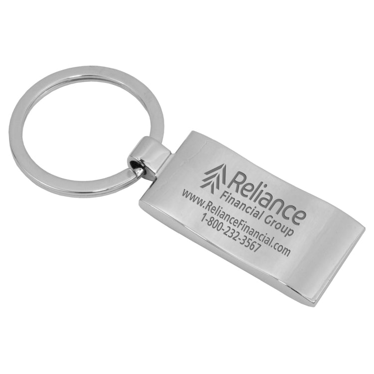 "Geo" Economy Laser Engraved Metal Keyholder w/ Dome Imprint