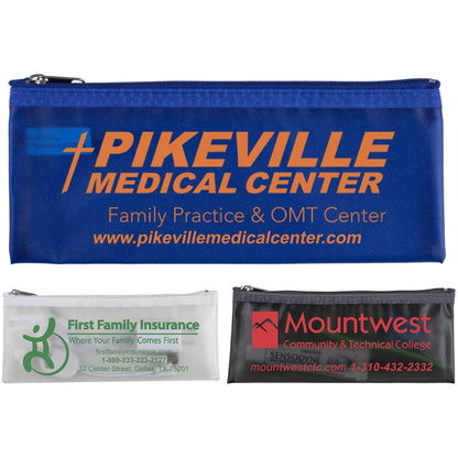 8 ½” W x 3 ½” H -“Dubai” Vinyl Travel Pencil and Accessories Pouch with Zipper